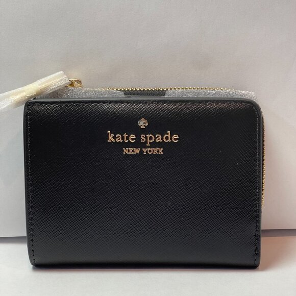 Kate Spade Madison Compact  L-Zip Wallet - Black - NWT - Picture 1 of 6